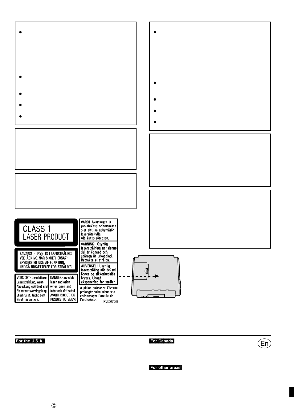 Luokan 1 laserlaite klass 1 laser apparat, Rqt6457-p | Panasonic SV-SR100 User Manual | Page 24 / 24