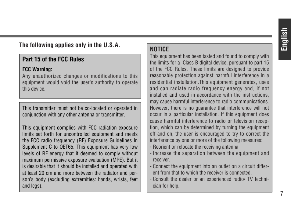 English | Panasonic CY-BT200U User Manual | Page 7 / 36