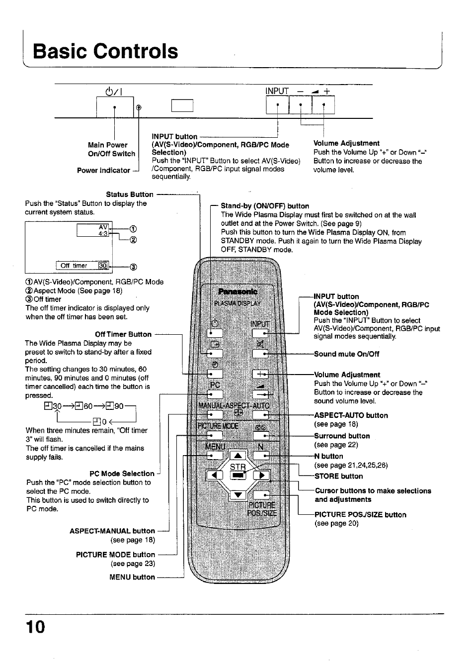 Basic controls | Panasonic TC 42P1F User Manual | Page 10 / 32
