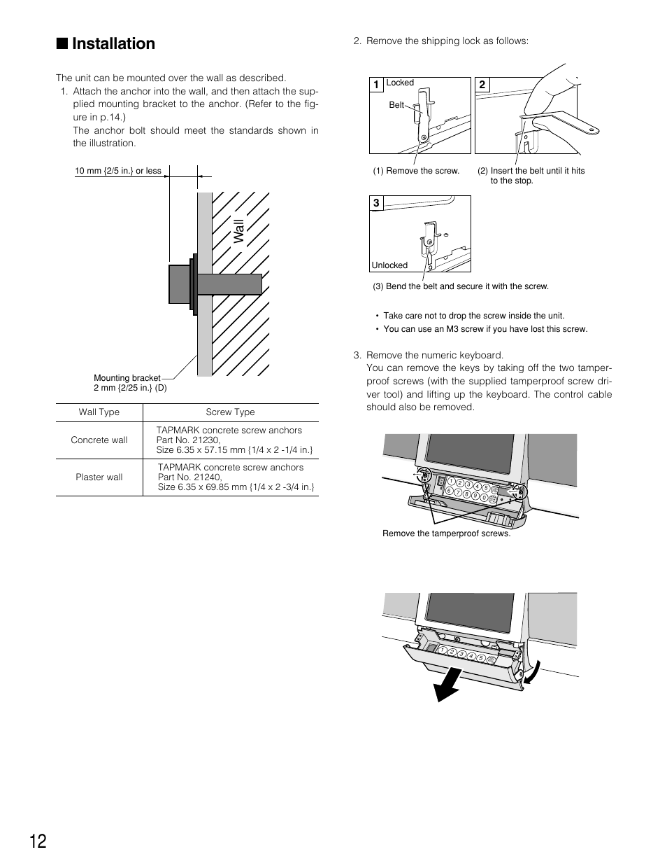 Installation, Wall | Panasonic BM-ET500 User Manual | Page 12 / 24