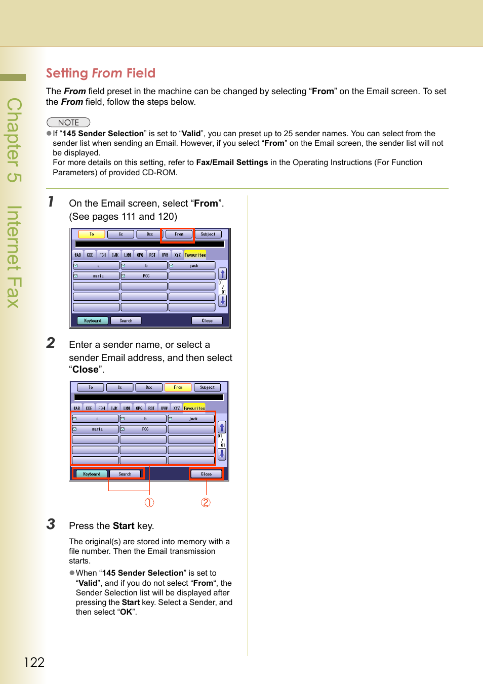 Setting from field, Chapter 5 internet fax | Panasonic Laser Fax UF-6000 User Manual | Page 122 / 224