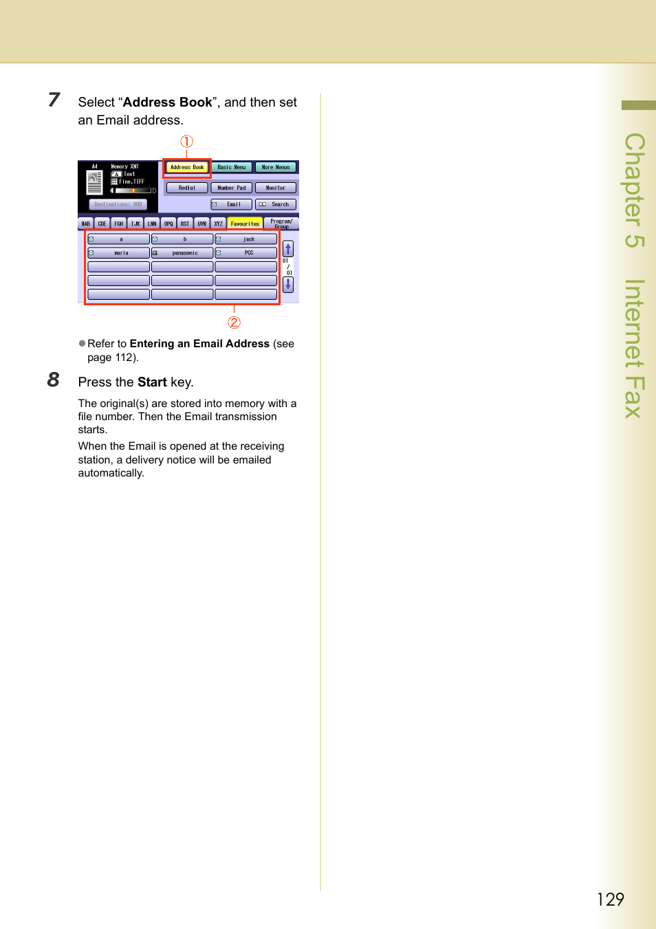 Chapter 5 internet fax | Panasonic Laser Fax UF-6000 User Manual | Page 129 / 224