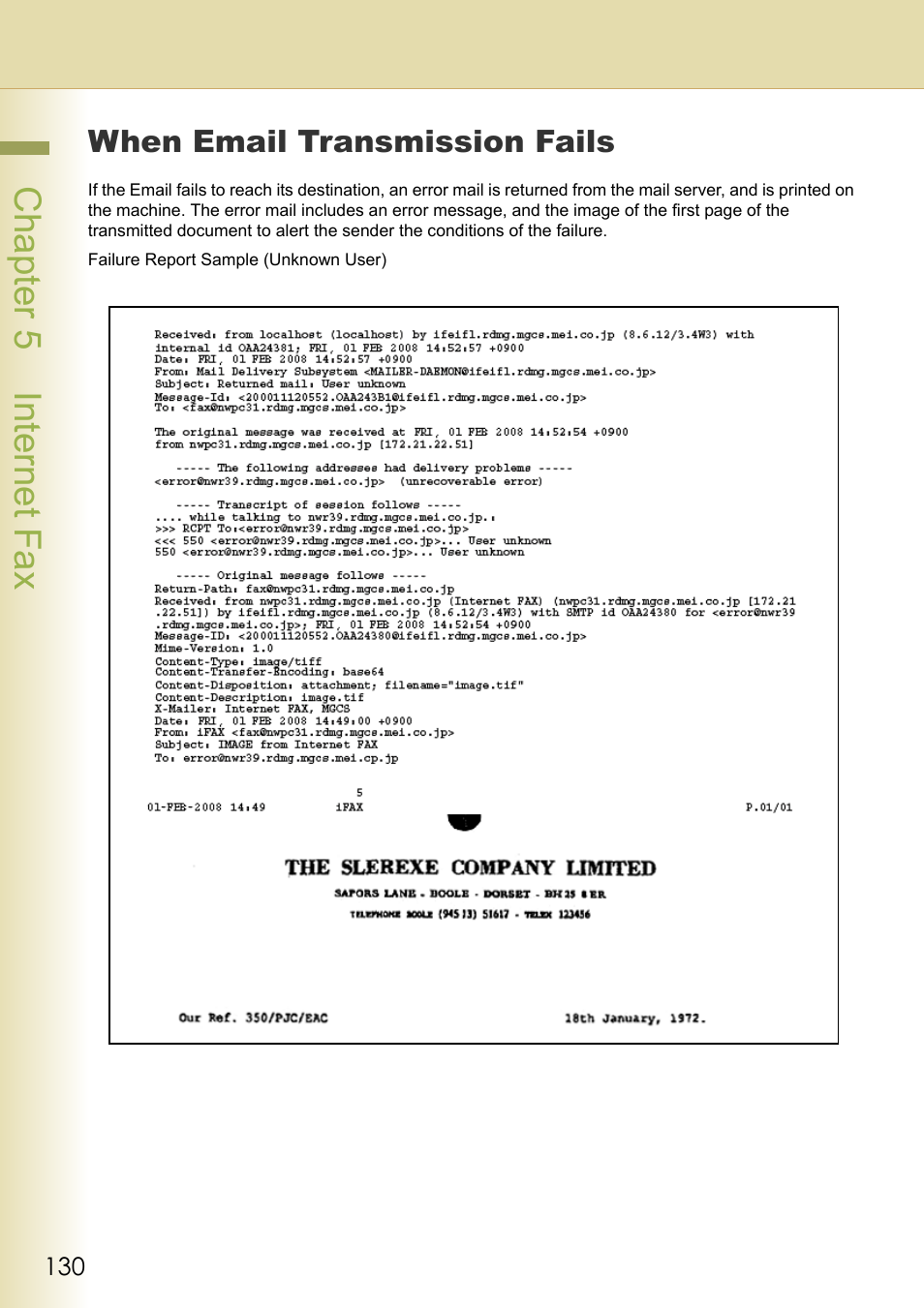 When email transmission fails, Chapter 5 internet fax | Panasonic Laser Fax UF-6000 User Manual | Page 130 / 224