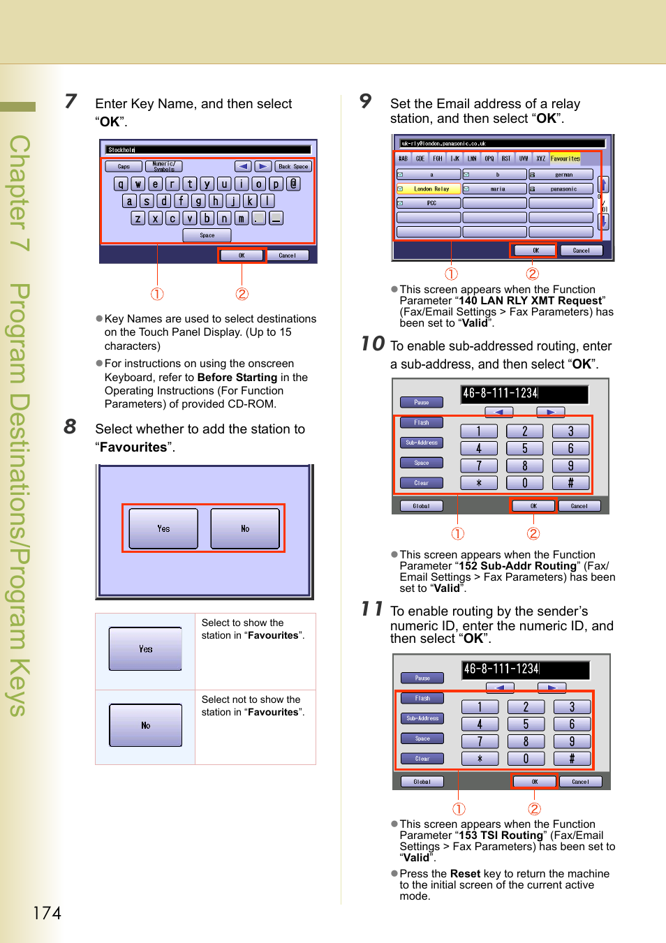 Chapter 7 program destinations/program keys | Panasonic Laser Fax UF-6000 User Manual | Page 174 / 224