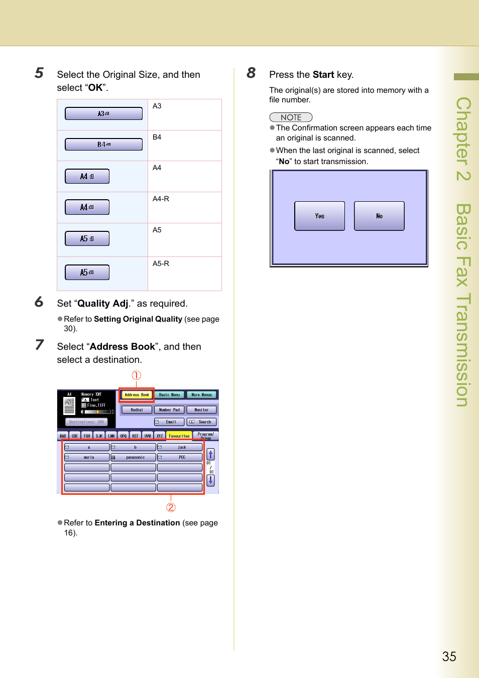 Chapter 2 basic fax transmission | Panasonic Laser Fax UF-6000 User Manual | Page 35 / 224