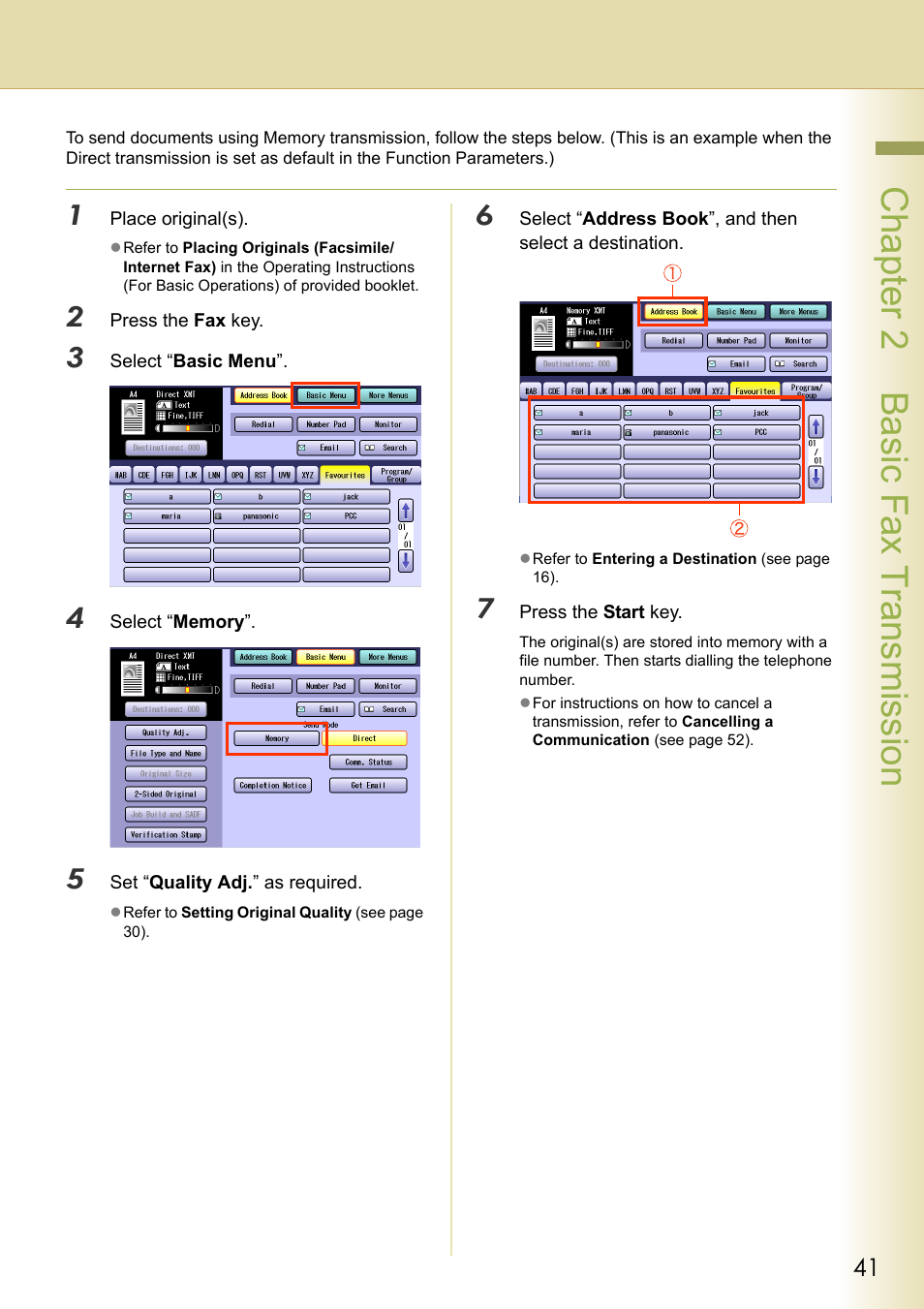 Chapter 2 basic fax transmission | Panasonic Laser Fax UF-6000 User Manual | Page 41 / 224