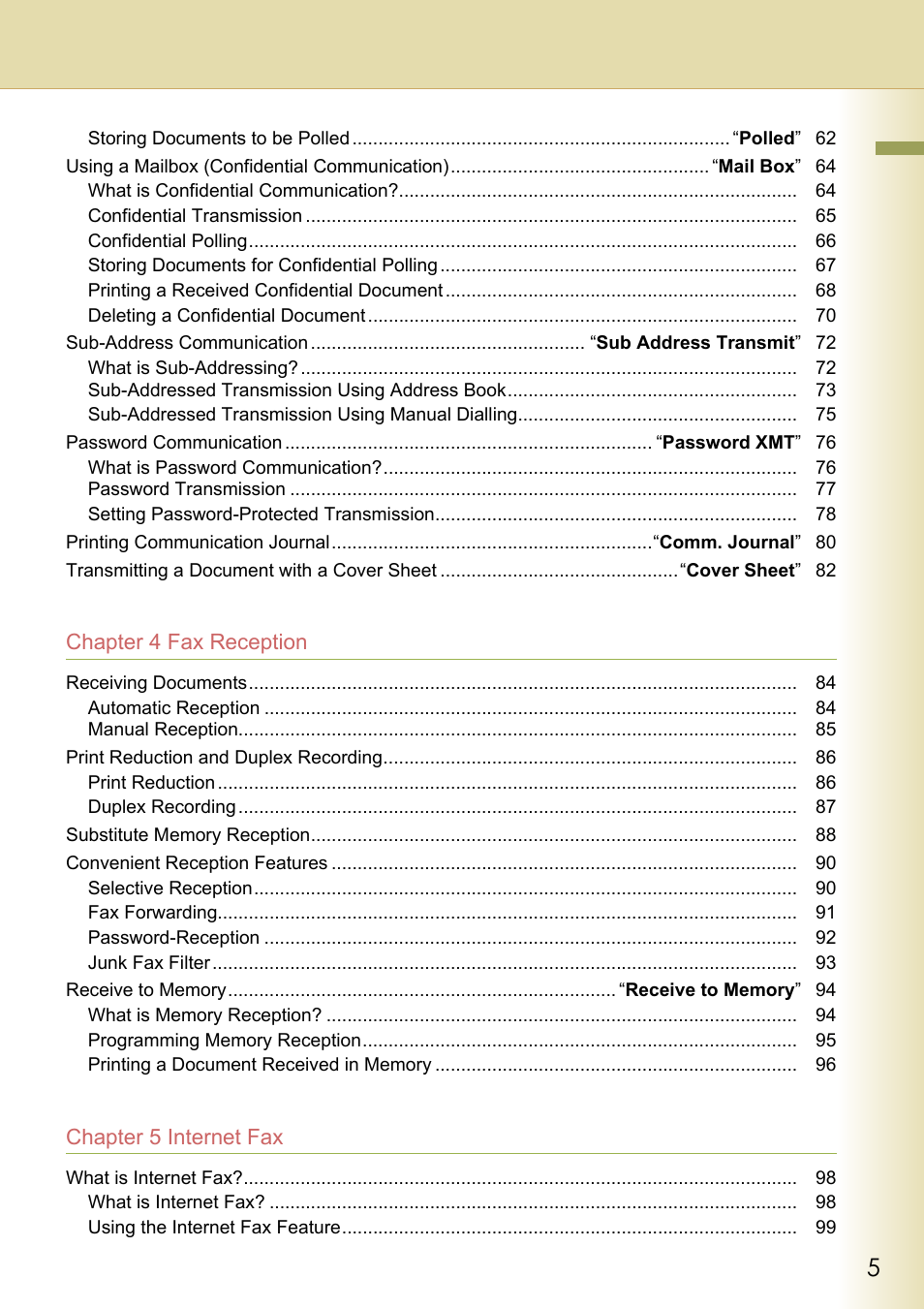 Panasonic Laser Fax UF-6000 User Manual | Page 5 / 224