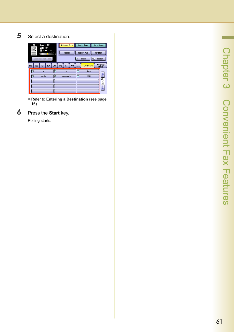 Chapter 3 convenient fax features | Panasonic Laser Fax UF-6000 User Manual | Page 61 / 224