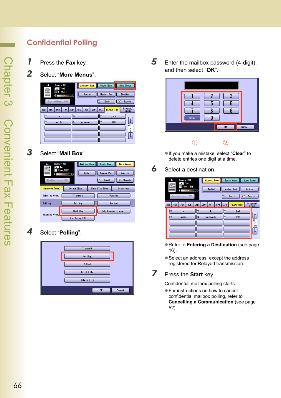 Confidential polling, Chapter 3 convenient fax features | Panasonic Laser Fax UF-6000 User Manual | Page 66 / 224