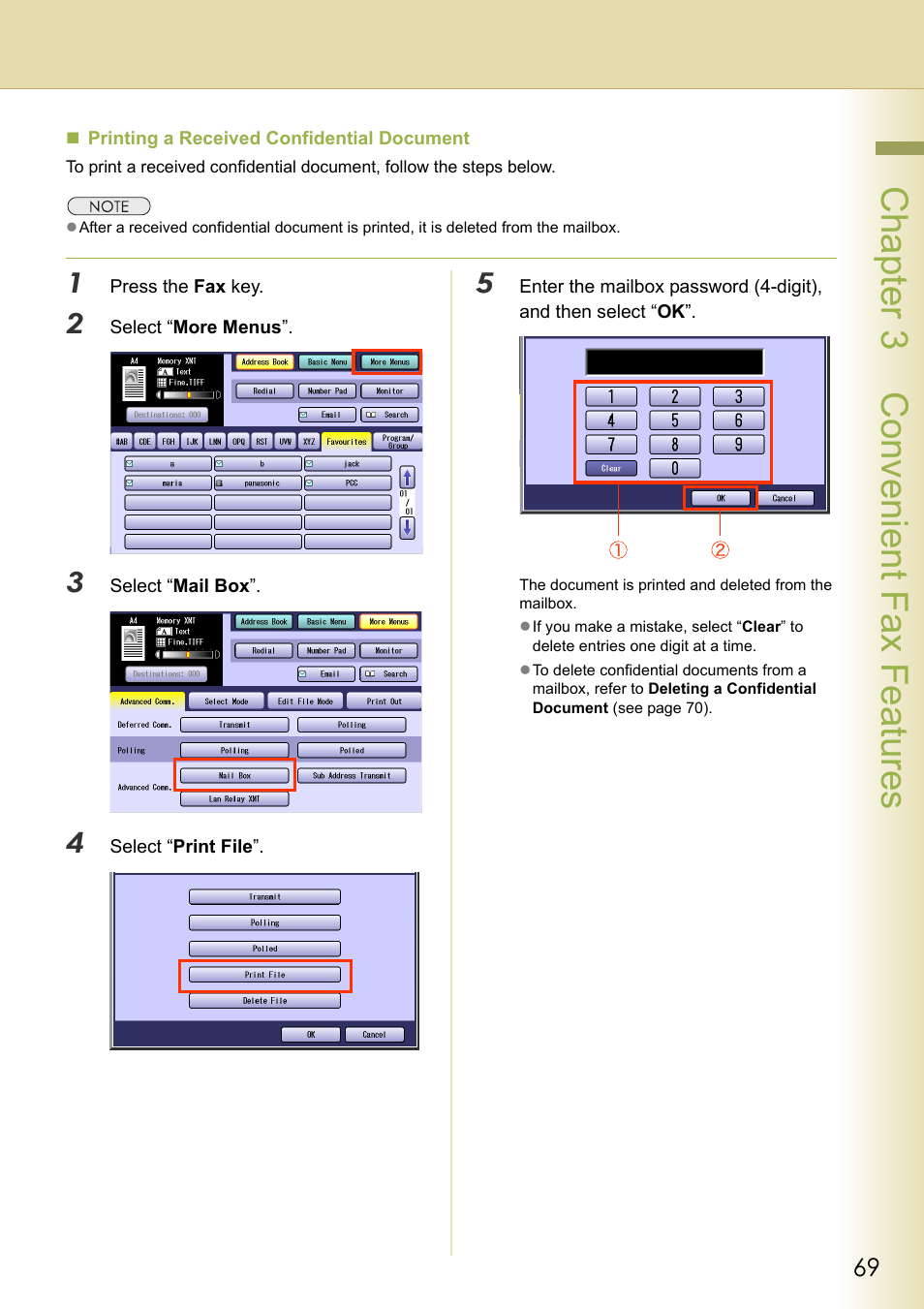 Chapter 3 convenient fax features | Panasonic Laser Fax UF-6000 User Manual | Page 69 / 224