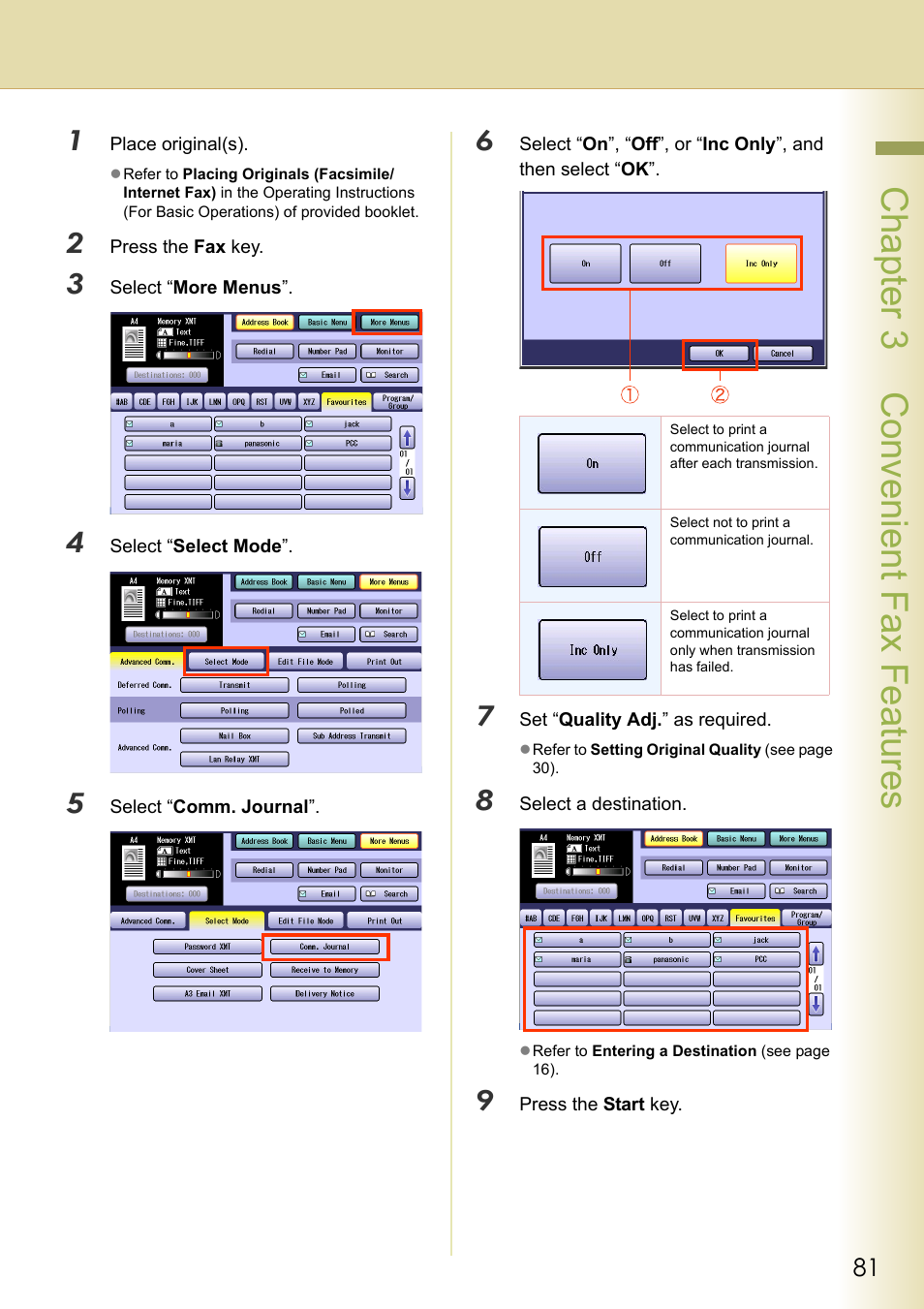Chapter 3 convenient fax features | Panasonic Laser Fax UF-6000 User Manual | Page 81 / 224