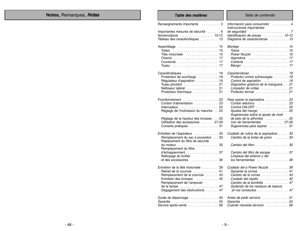 Table des matieres | Panasonic MC-CG973 User Manual | Page 9 / 56