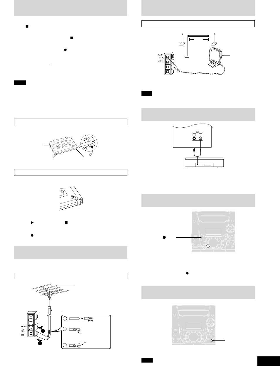 Optional antenna connections, External unit connections, Using an external unit | Using headphones (not included), Recording | Panasonic SC-AK403 User Manual | Page 15 / 20