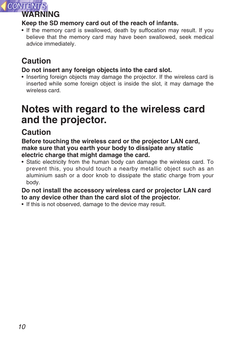 Warning, Caution | Panasonic TQBH9003-6 User Manual | Page 10 / 146