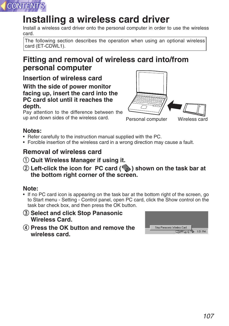 Installing a wireless card driver | Panasonic TQBH9003-6 User Manual | Page 107 / 146