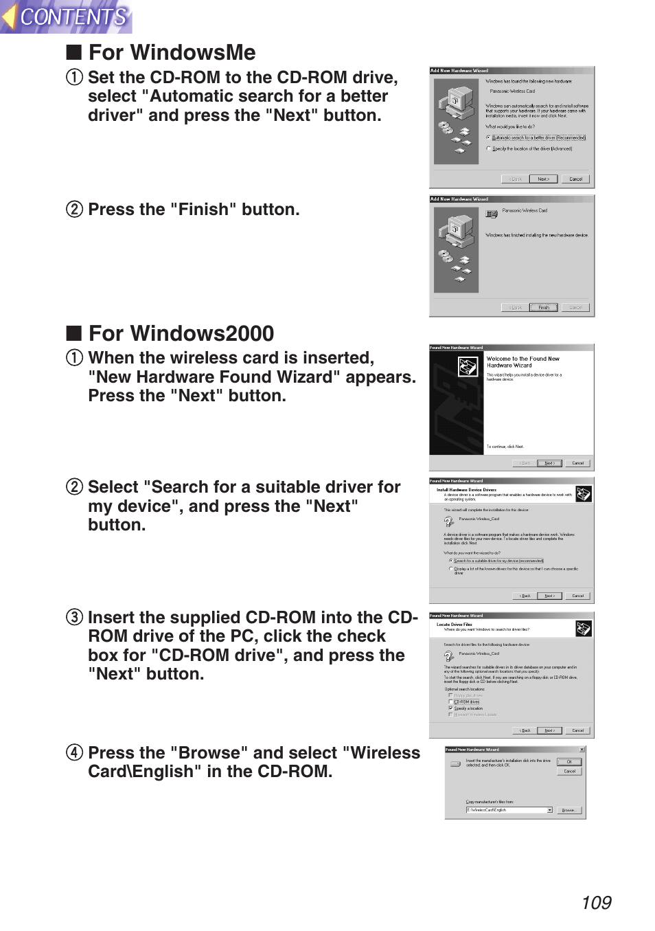 For windowsme, For windows2000 | Panasonic TQBH9003-6 User Manual | Page 109 / 146