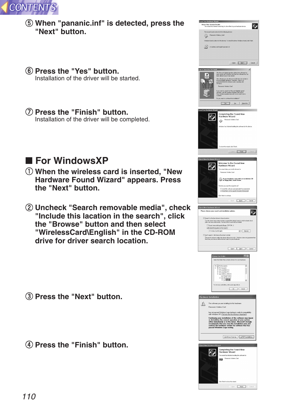 For windowsxp | Panasonic TQBH9003-6 User Manual | Page 110 / 146