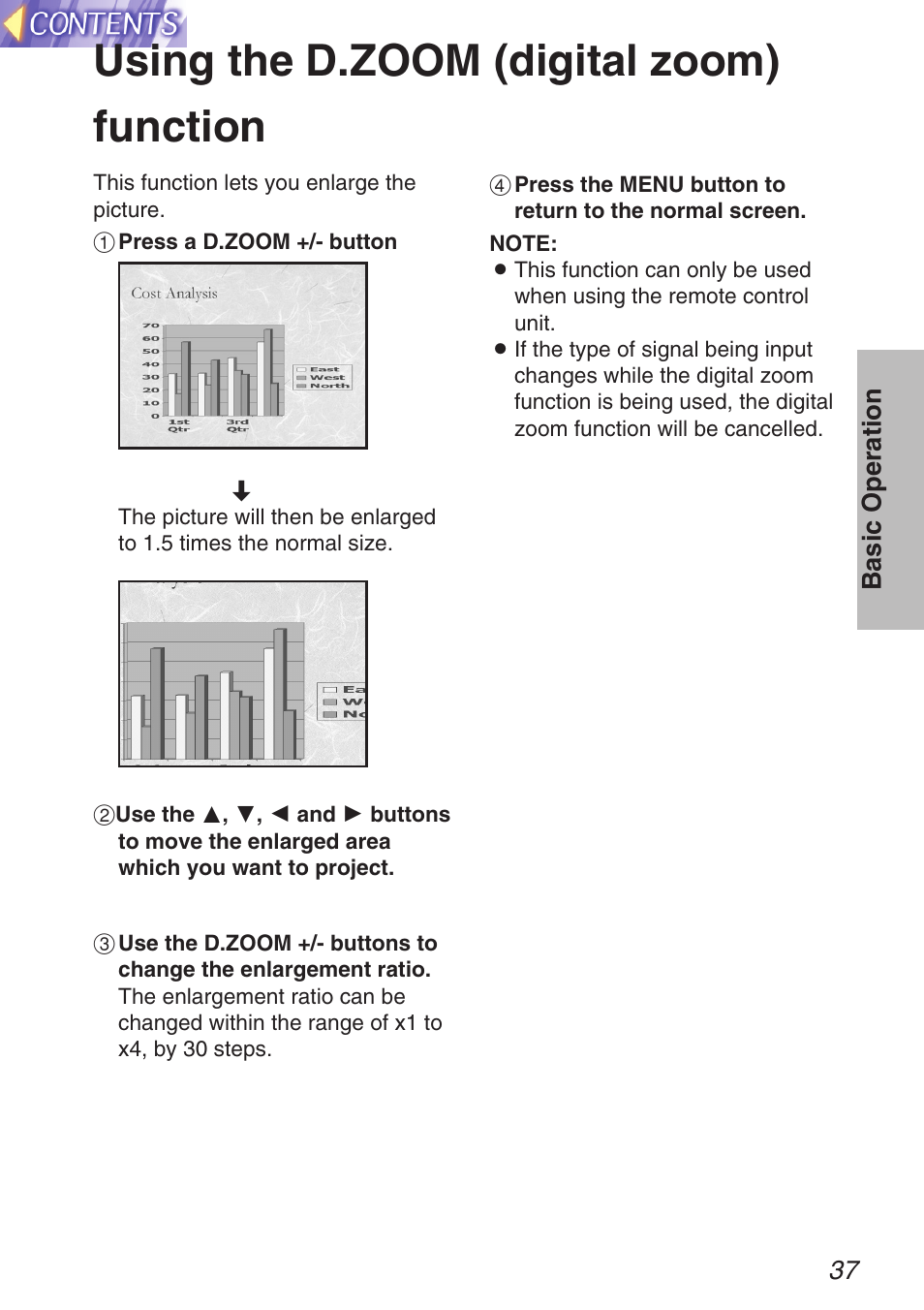 Using the d.zoom (digital zoom) function | Panasonic TQBH9003-6 User Manual | Page 37 / 146