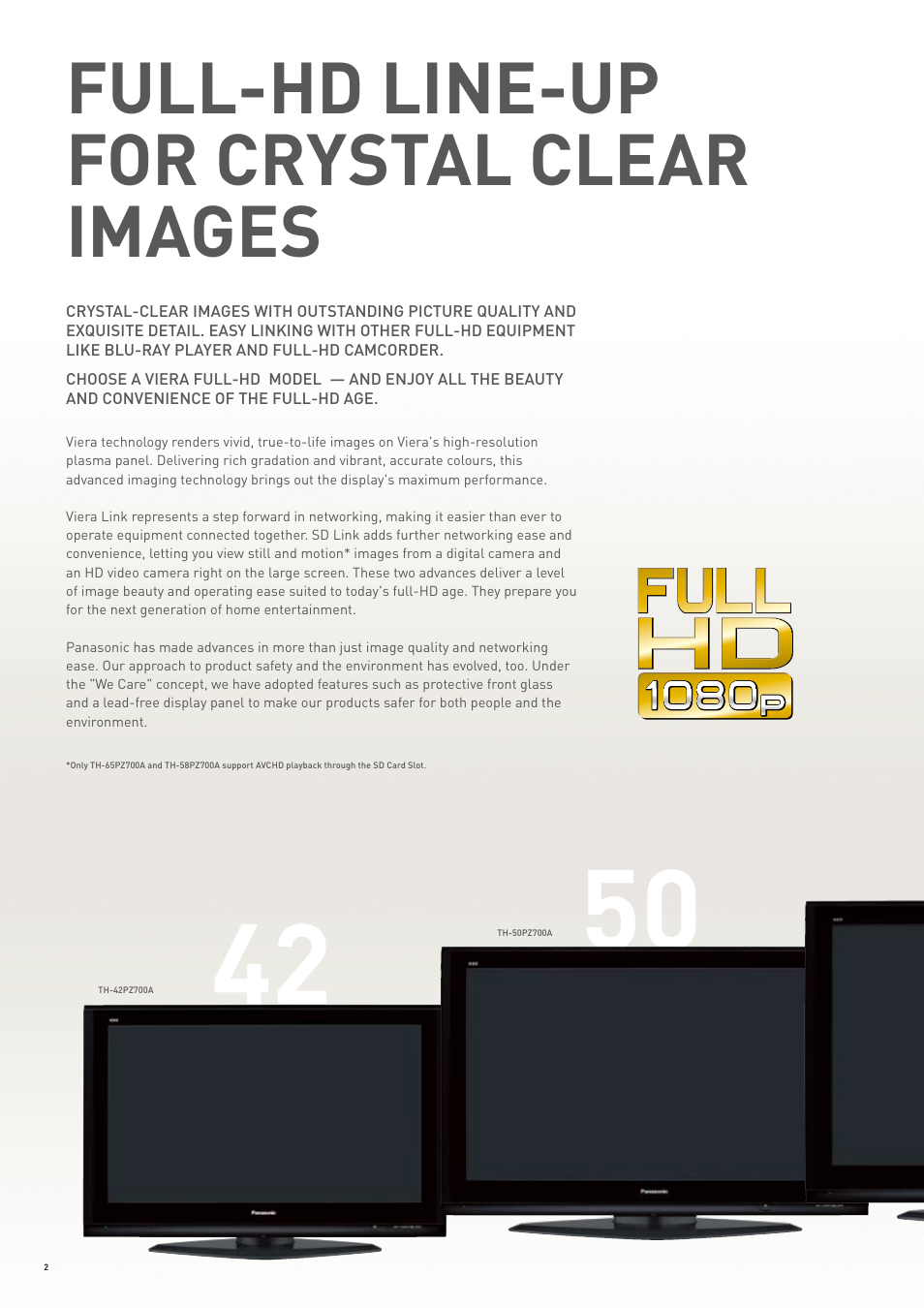 Full-hd line-up for crystal clear images | Panasonic 2007-2008 User Manual | Page 2 / 36