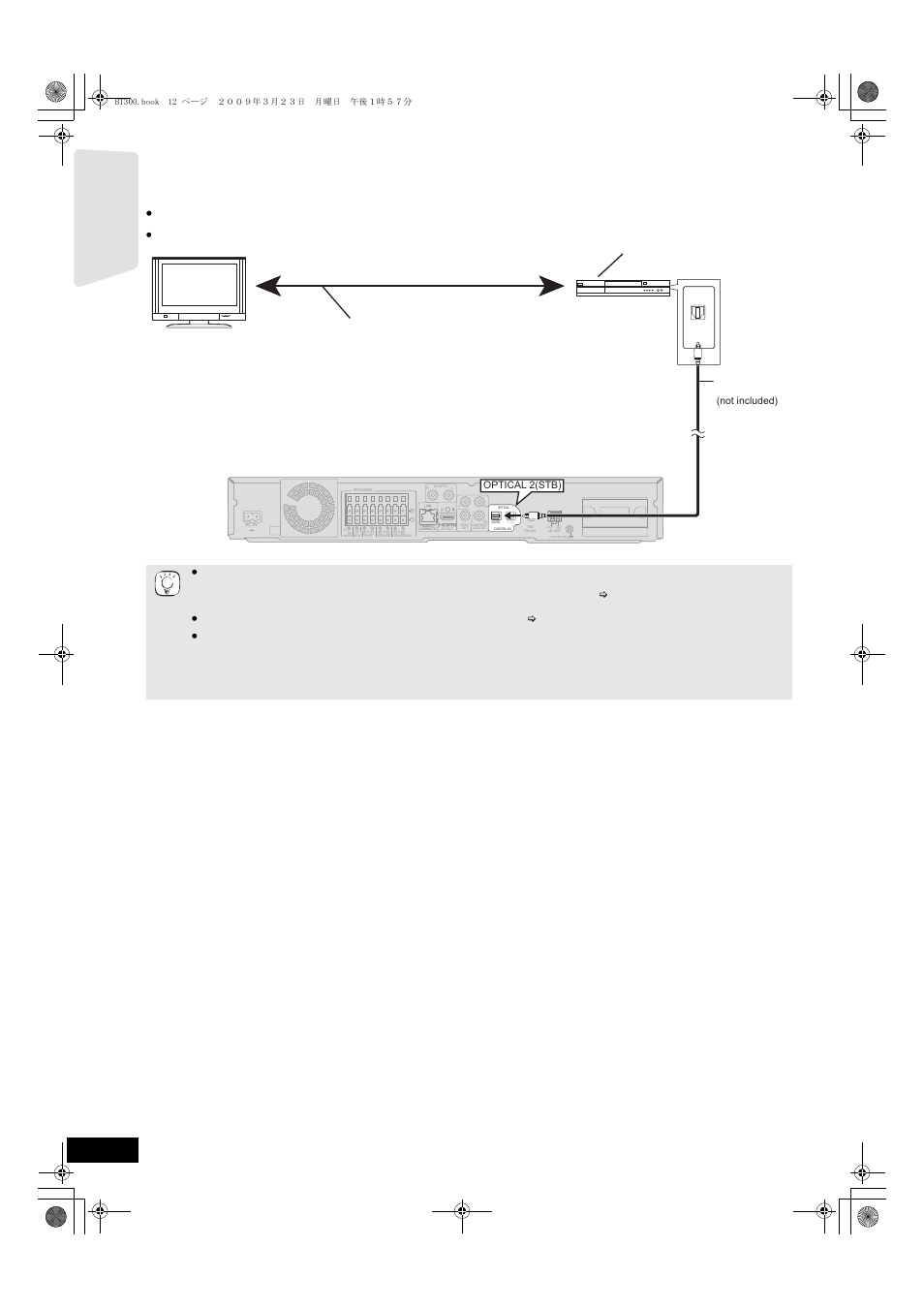 Connections to a set top box, etc, Getting s tar te d | Panasonic SC-BT203 User Manual | Page 12 / 60