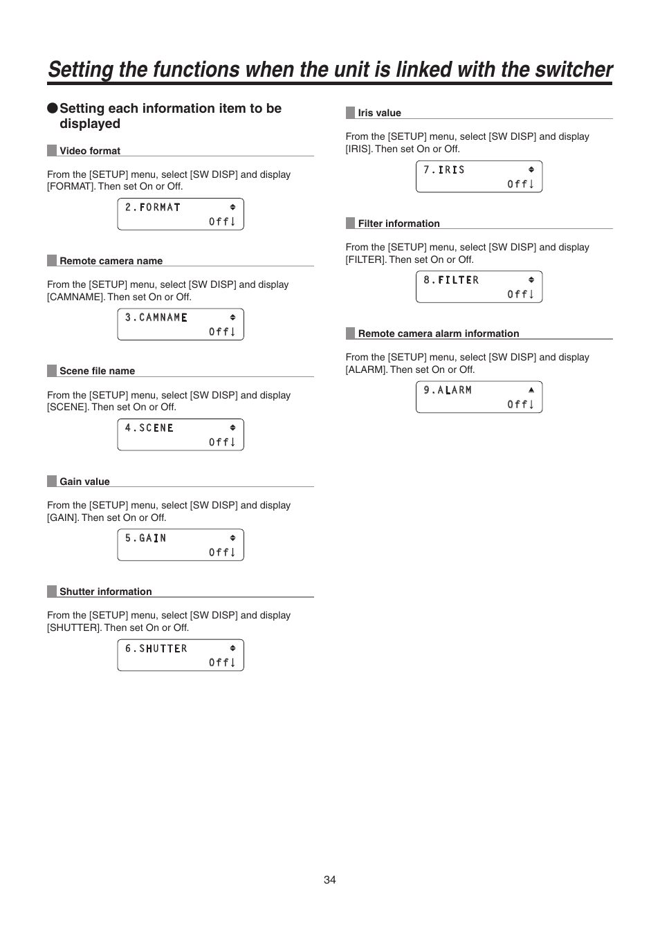 Setting each information item to be displayed | Panasonic AW-RP50N User Manual | Page 34 / 48