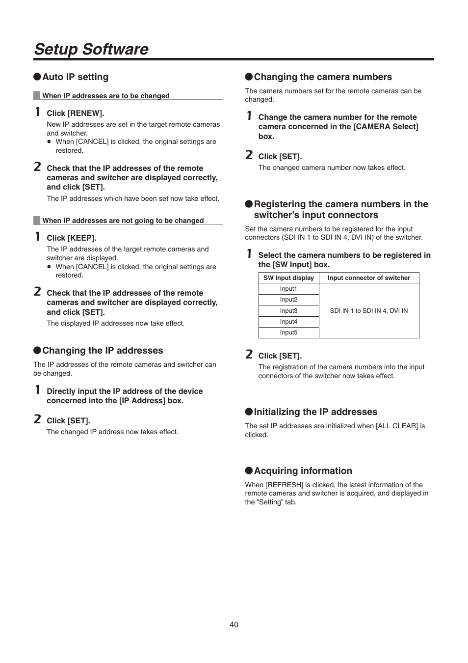 Setup software | Panasonic AW-RP50N User Manual | Page 40 / 48
