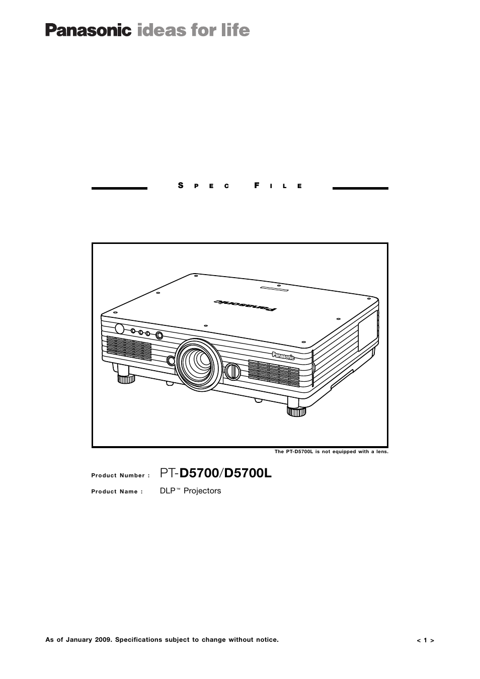 Panasonic DLP PT-D5700 User Manual | 15 pages