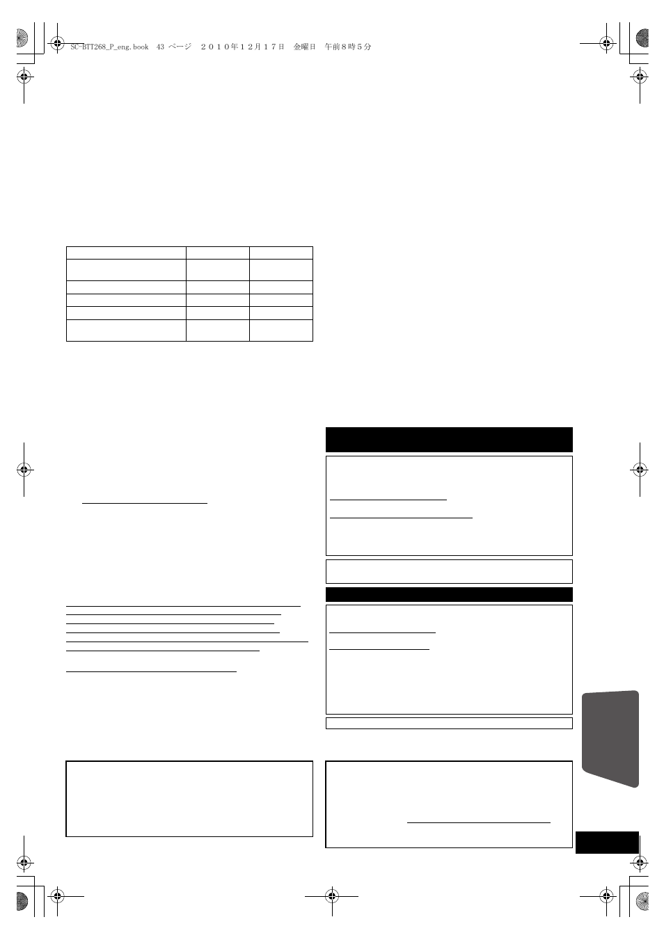Limited warranty | Panasonic SC BTT268 User Manual | Page 43 / 44
