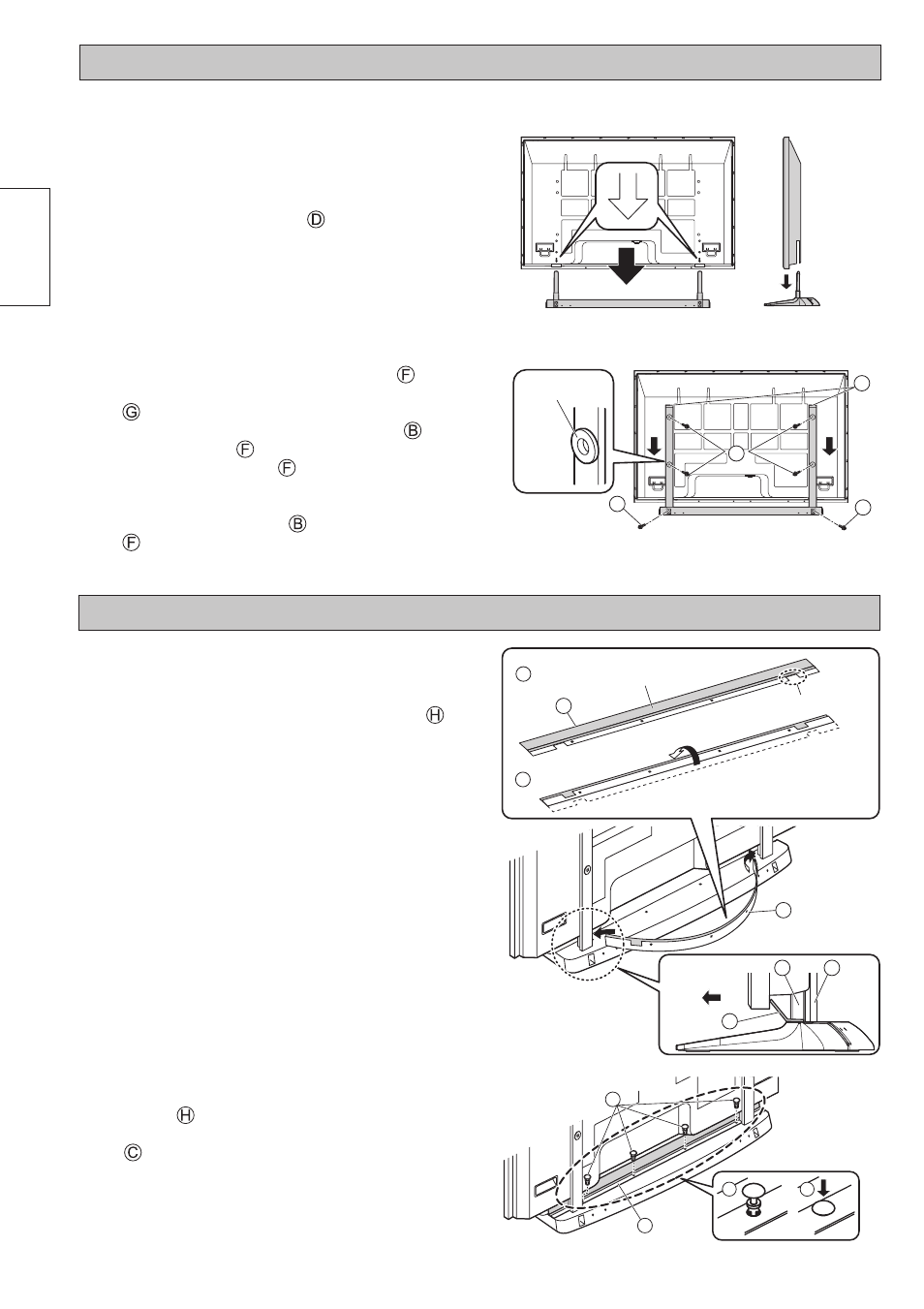 Anbringen des sockels am display, Anbringen des lichtblockierenden paneels, Deutsch | Panasonic TY-ST65VX100 User Manual | Page 8 / 44