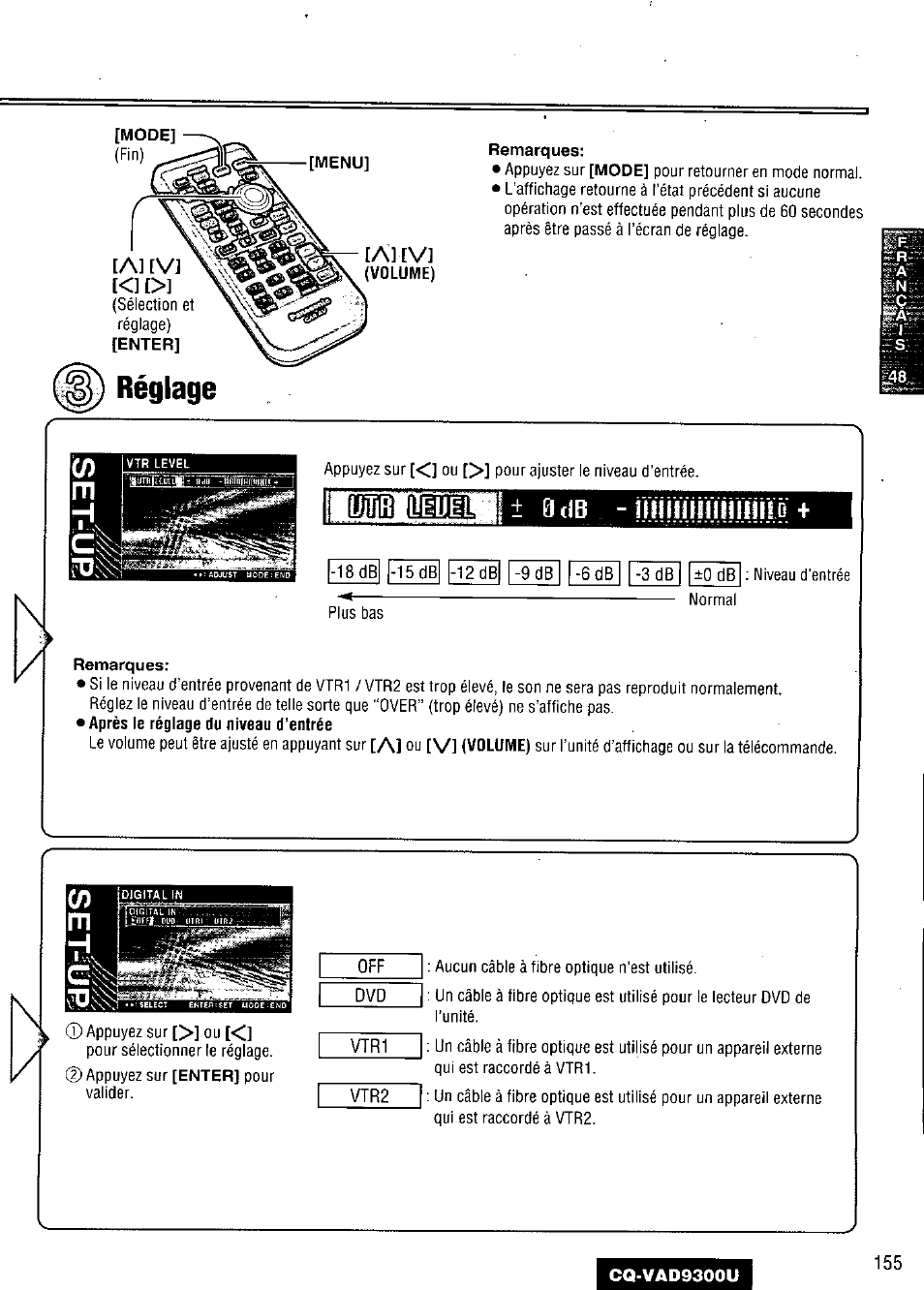 Réglage, Al [v, Lal [v | Panasonic CQ VAD9300U User Manual | Page 155 / 304