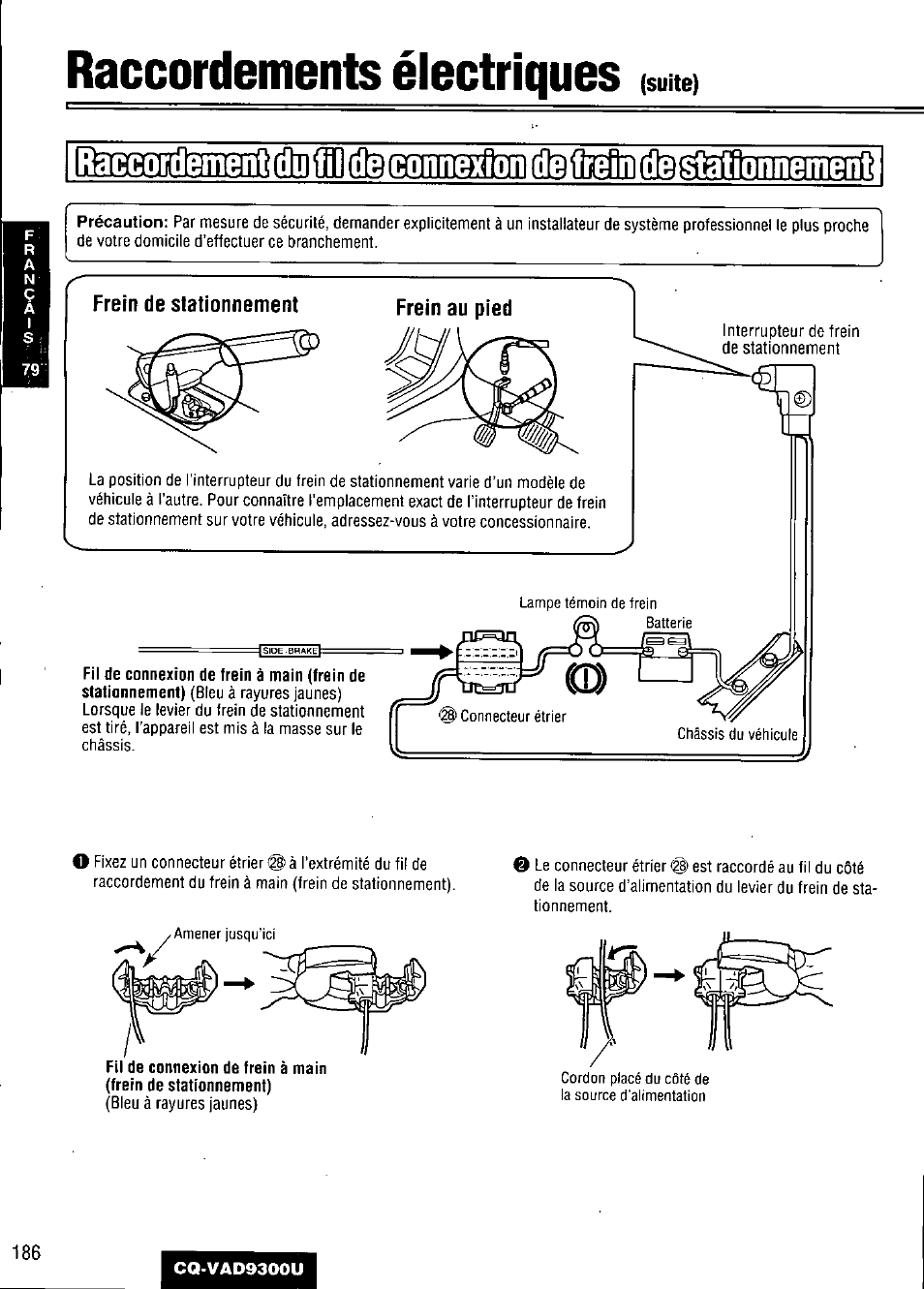Raccordements électriques, Stationnement, Suite) | Panasonic CQ VAD9300U User Manual | Page 186 / 304