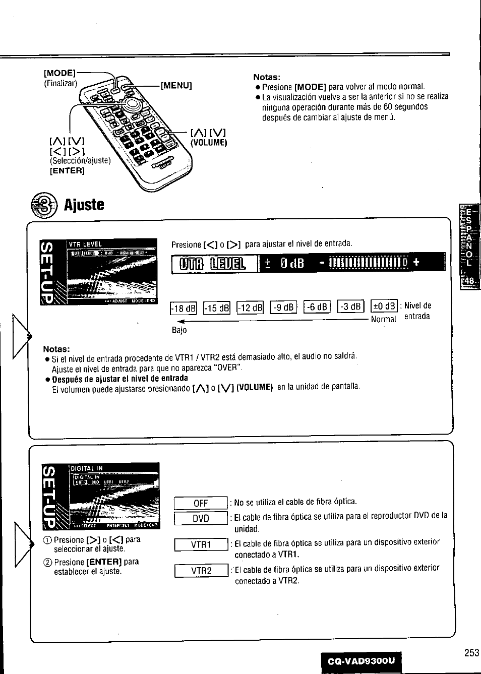 Ajuste, A] [v | Panasonic CQ VAD9300U User Manual | Page 253 / 304