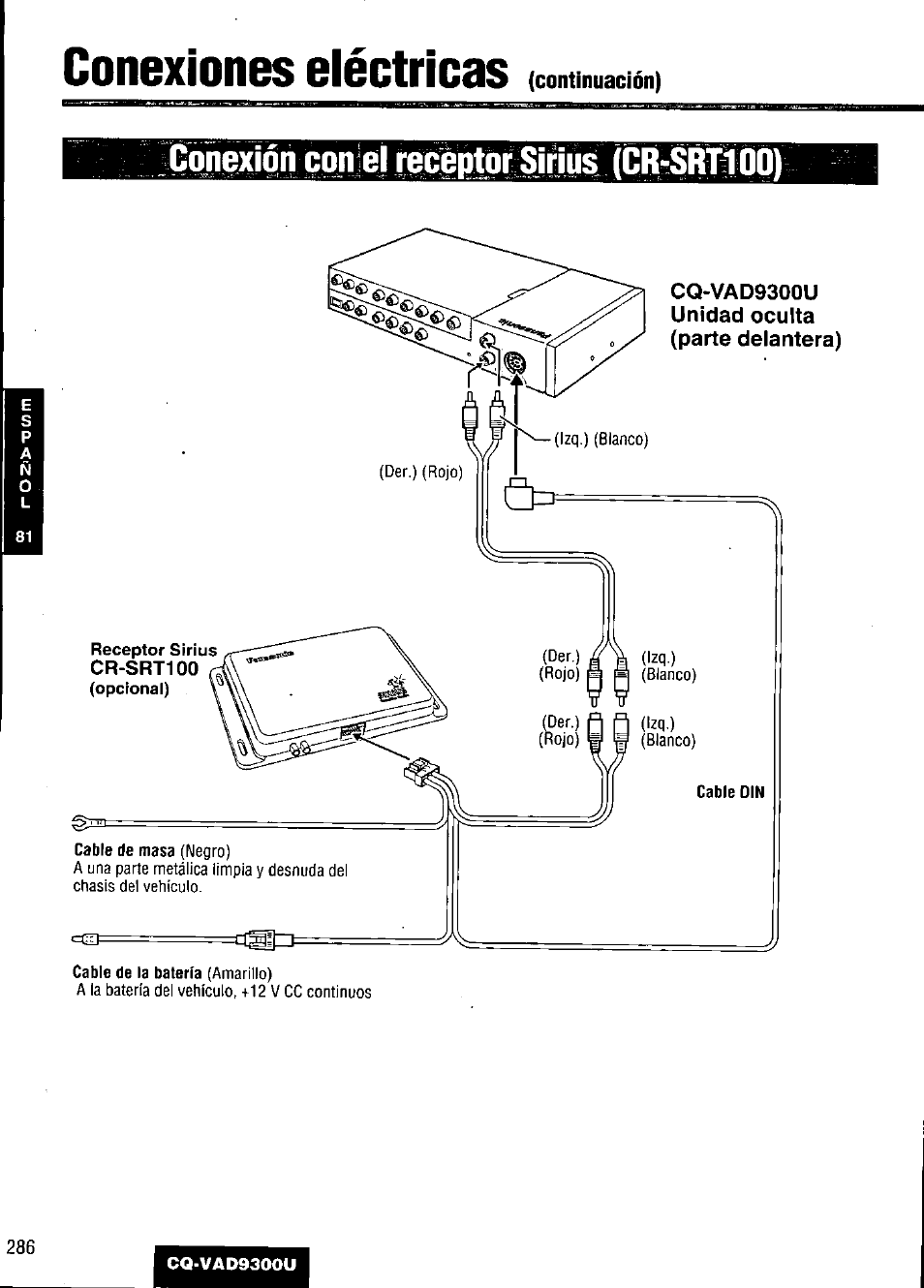 Conexiones eléctricas | Panasonic CQ VAD9300U User Manual | Page 286 / 304