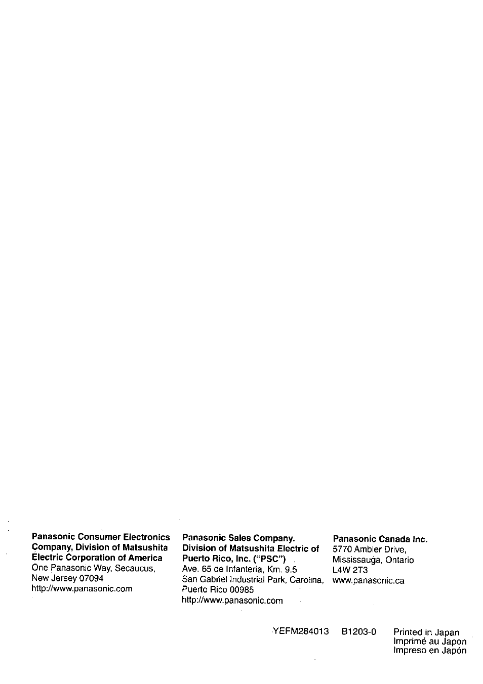 Panasonic CQ VAD9300U User Manual | Page 304 / 304