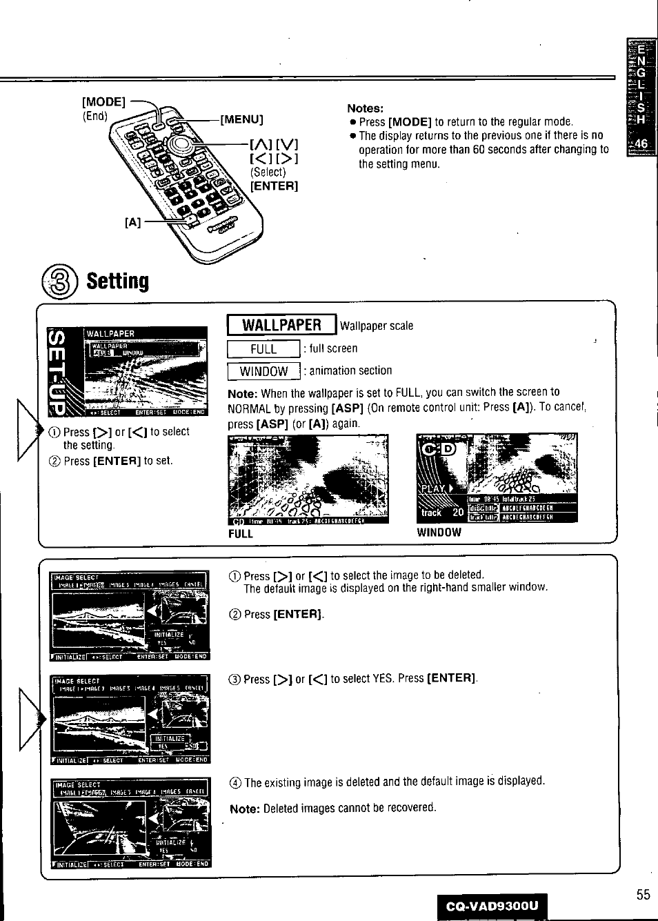 Wallpaper, Setting, Л] [v | Panasonic CQ VAD9300U User Manual | Page 55 / 304