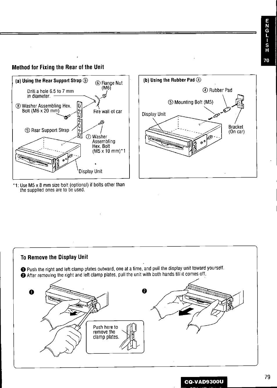 Method for fixing the rear of the unit | Panasonic CQ VAD9300U User Manual | Page 79 / 304