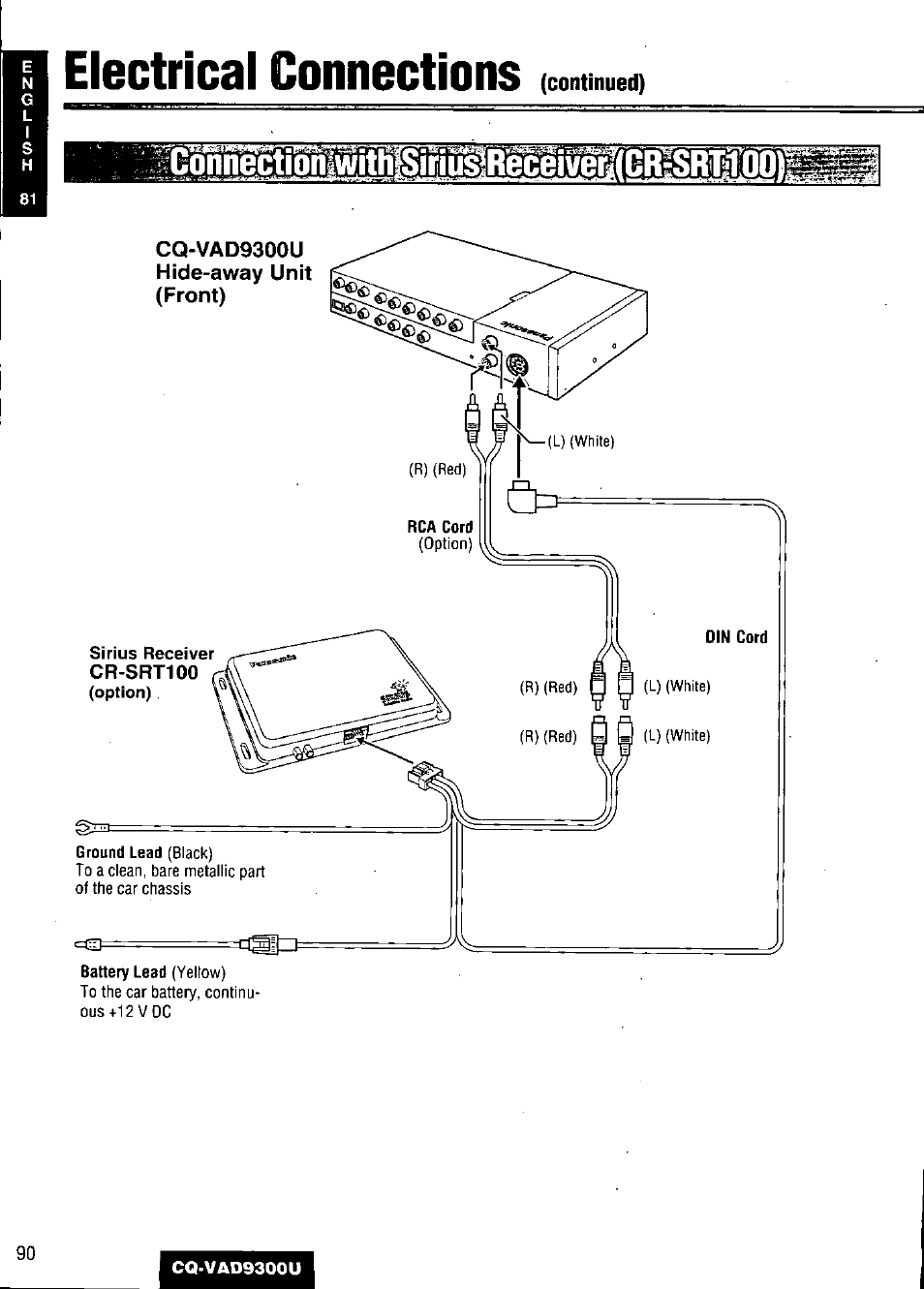 Electrical connections | Panasonic CQ VAD9300U User Manual | Page 90 / 304