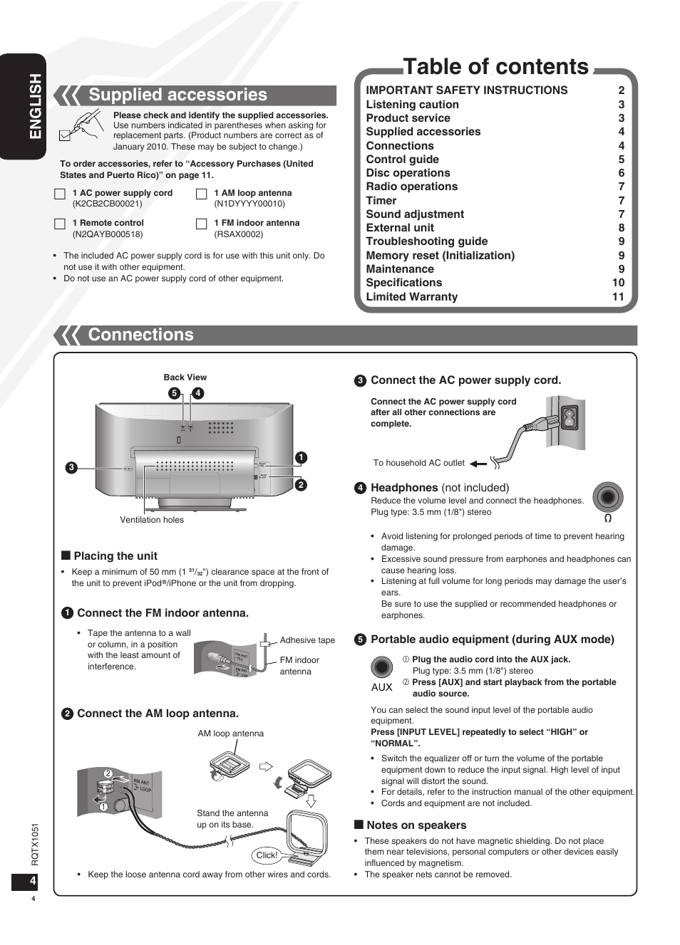 Panasonic SC-HC20 User Manual | Page 4 / 20