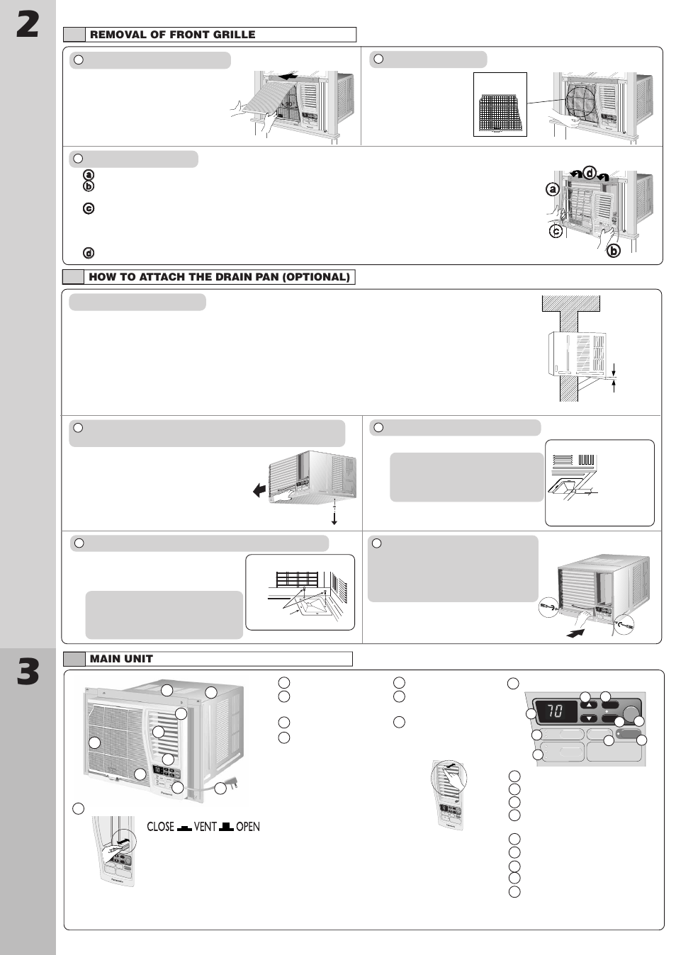 Air conditioner inst alla tion, Pa r t identifica tion | Panasonic CW-XC122VU User Manual | Page 4 / 16