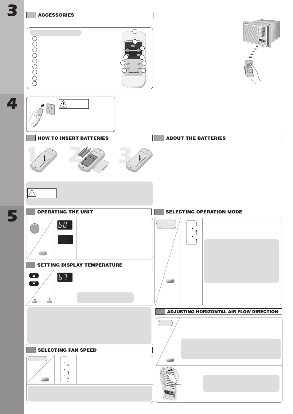 Pa r t identifica tion, Prep ara tion before opera ting, Air conditioner opera tion | Panasonic CW-XC122VU User Manual | Page 5 / 16