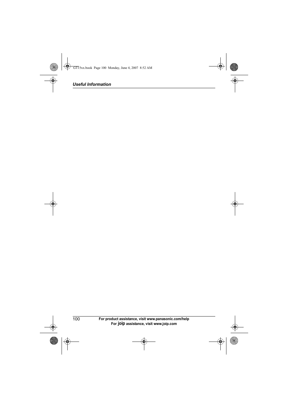 Panasonic BB-GT1540 User Manual | Page 100 / 112