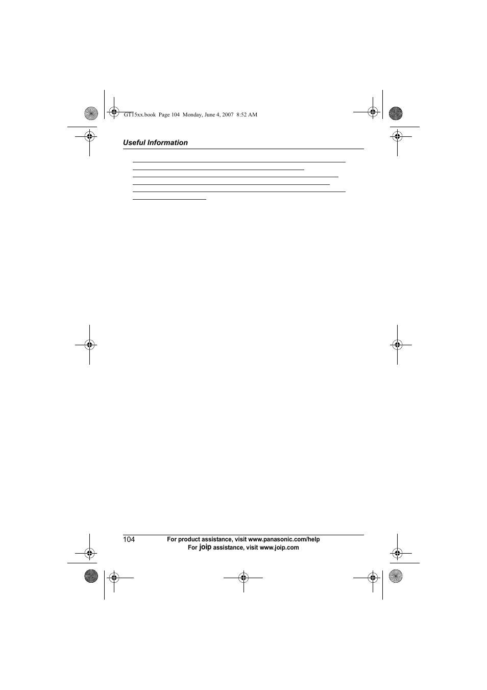 Panasonic BB-GT1540 User Manual | Page 104 / 112