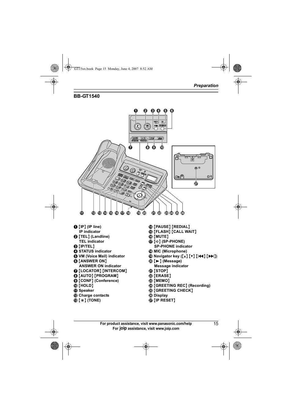 Panasonic BB-GT1540 User Manual | Page 15 / 112
