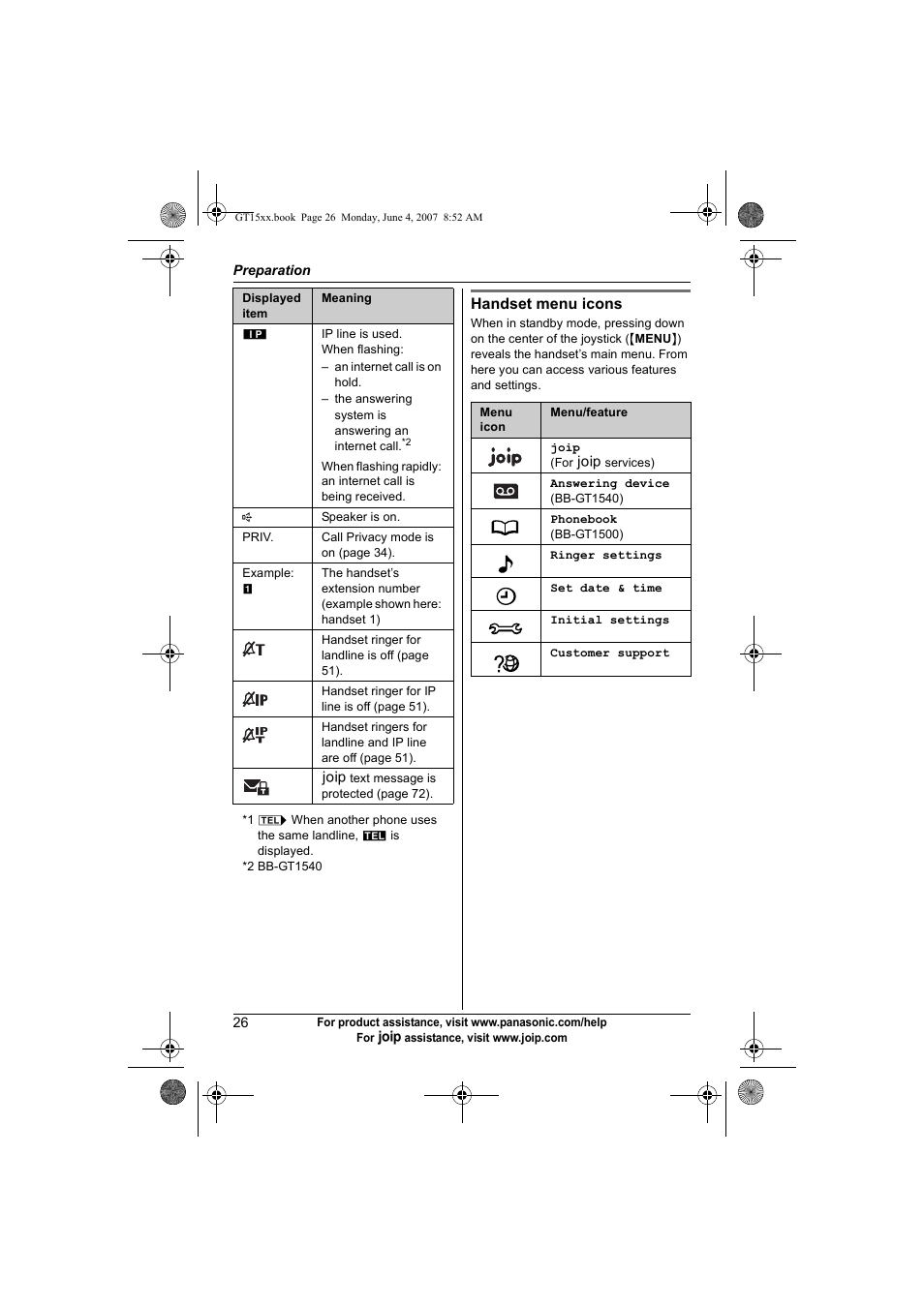 Panasonic BB-GT1540 User Manual | Page 26 / 112