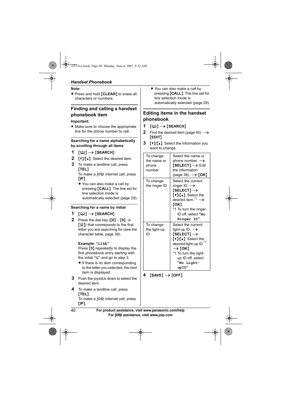 Panasonic BB-GT1540 User Manual | Page 40 / 112