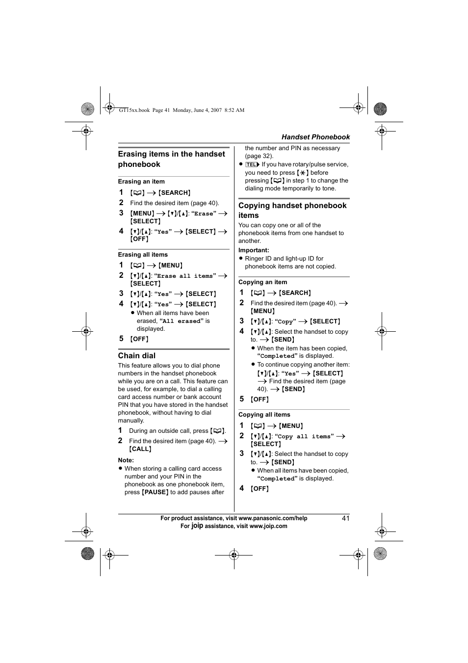 Panasonic BB-GT1540 User Manual | Page 41 / 112