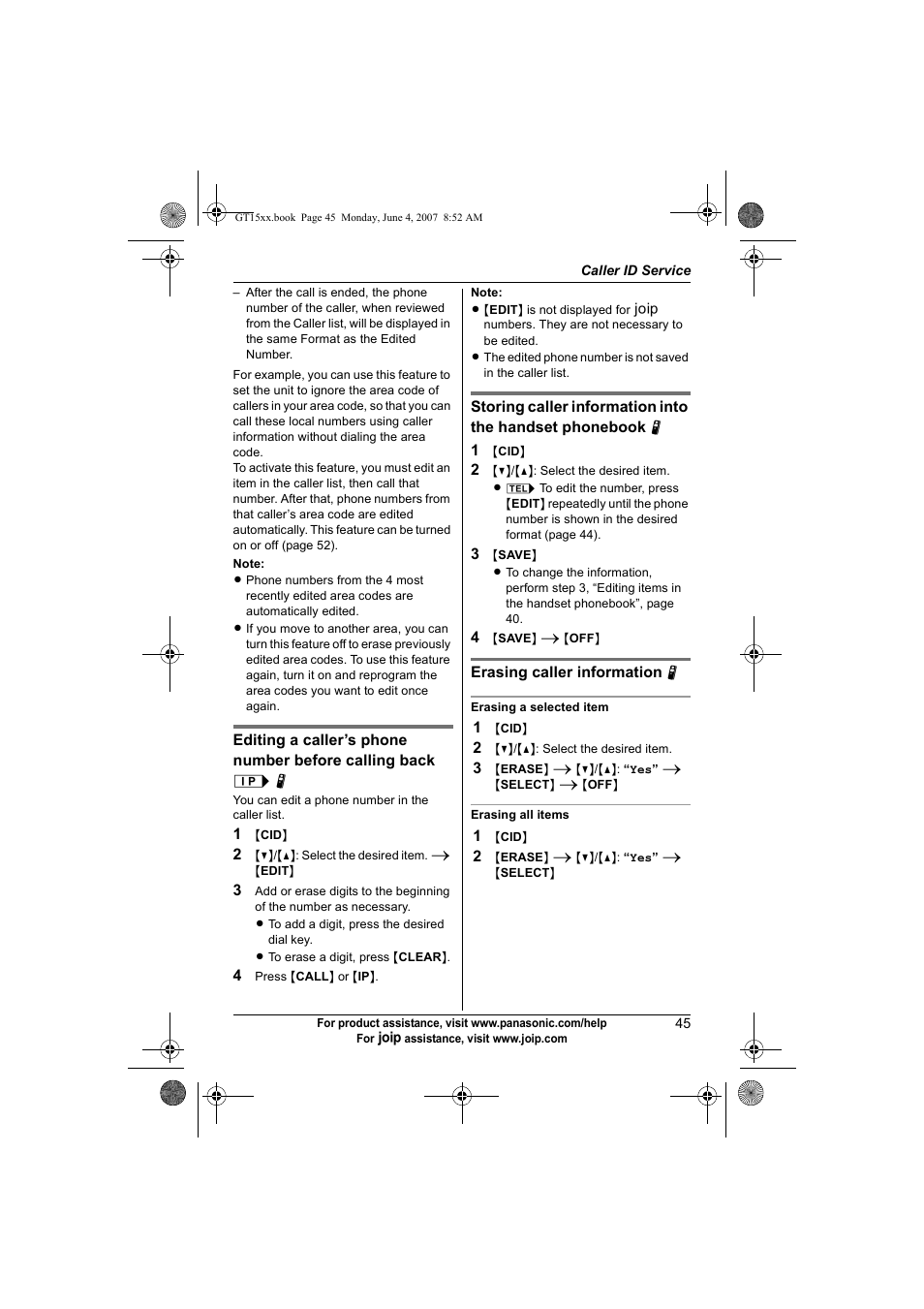 Panasonic BB-GT1540 User Manual | Page 45 / 112