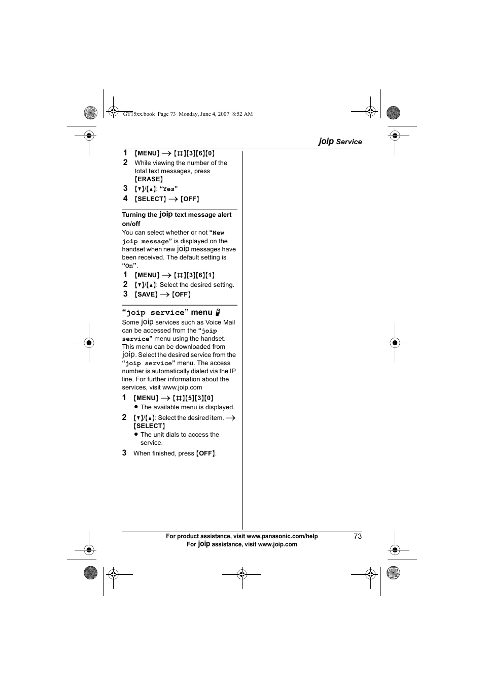 Panasonic BB-GT1540 User Manual | Page 73 / 112