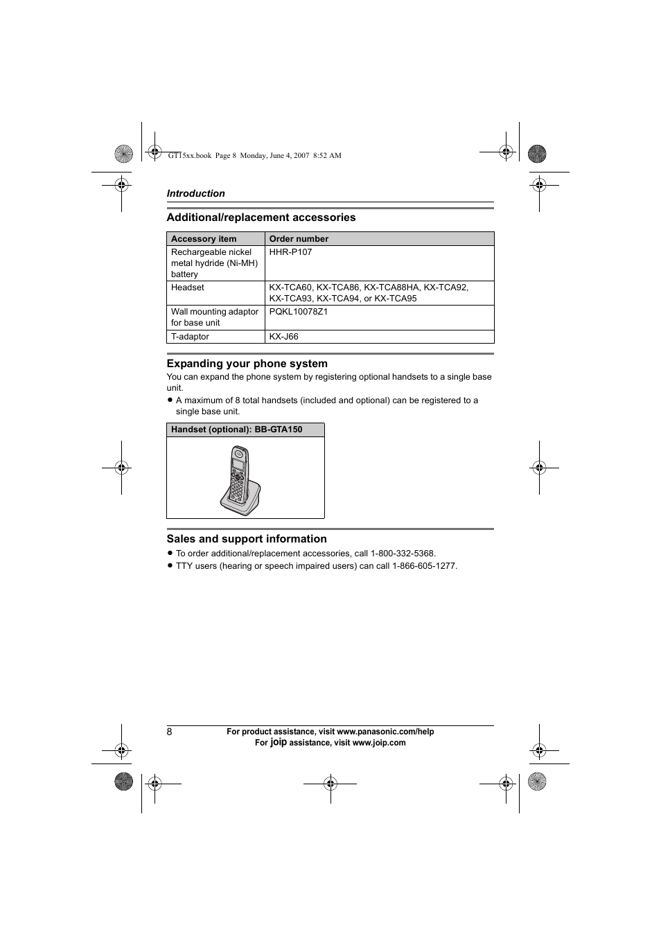 Panasonic BB-GT1540 User Manual | Page 8 / 112