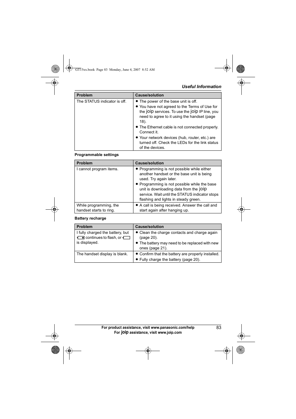 Panasonic BB-GT1540 User Manual | Page 83 / 112